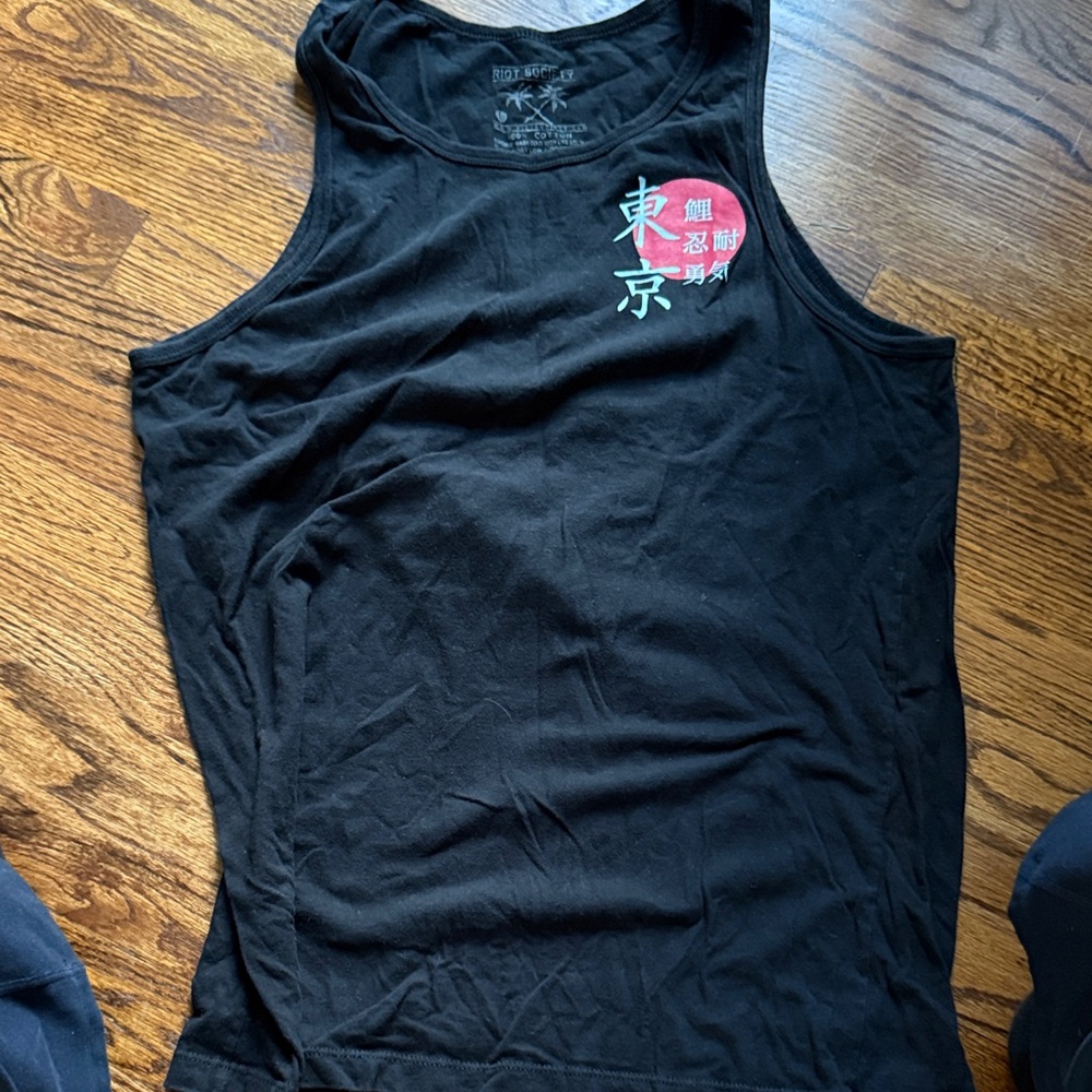 Riot Society Black Tank Top with Red Graphic